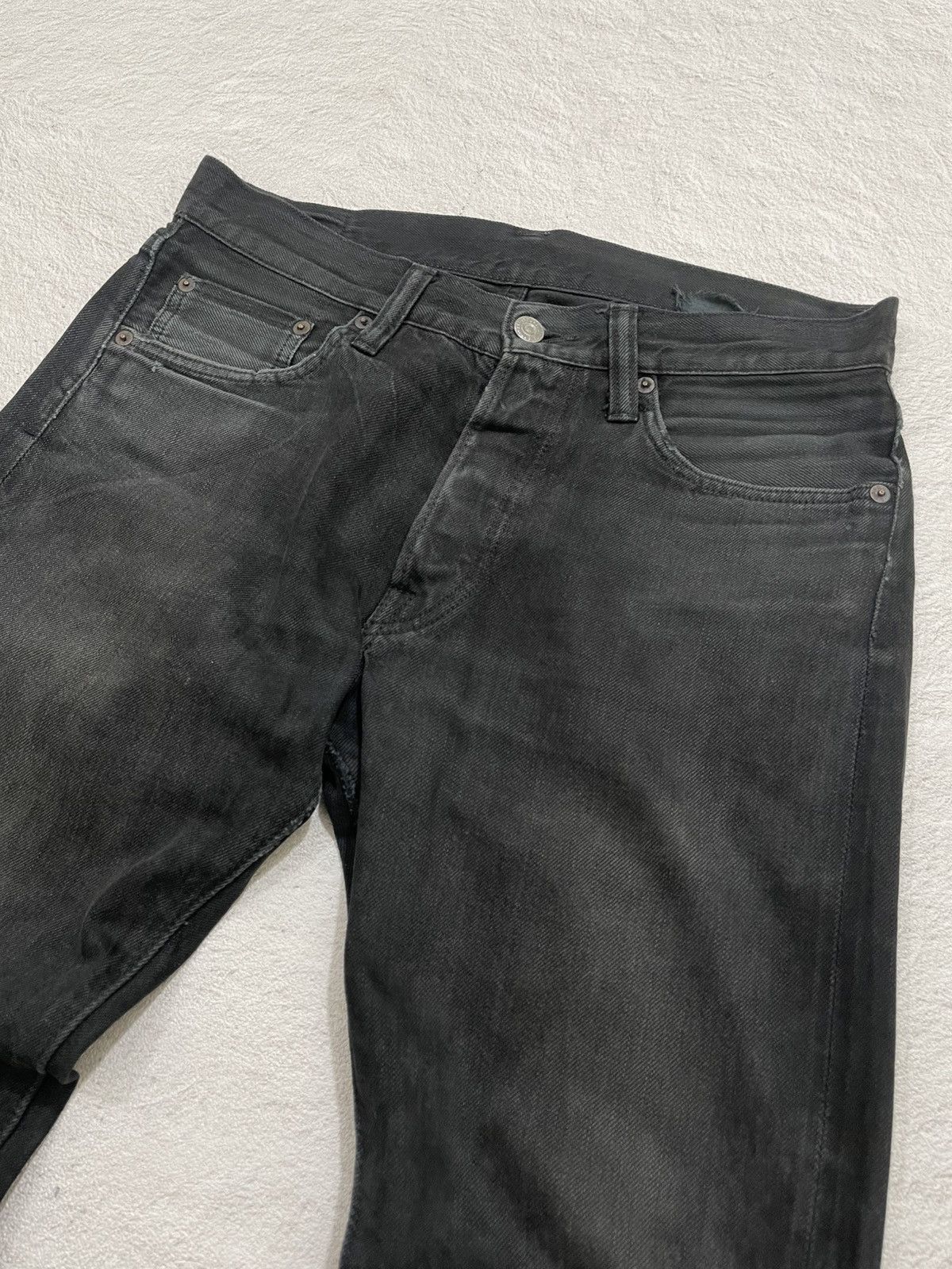 Japanese Brand Vintage 2000s Button Fly Washed Black Jeans y2k Size US 31 - 3 Thumbnail