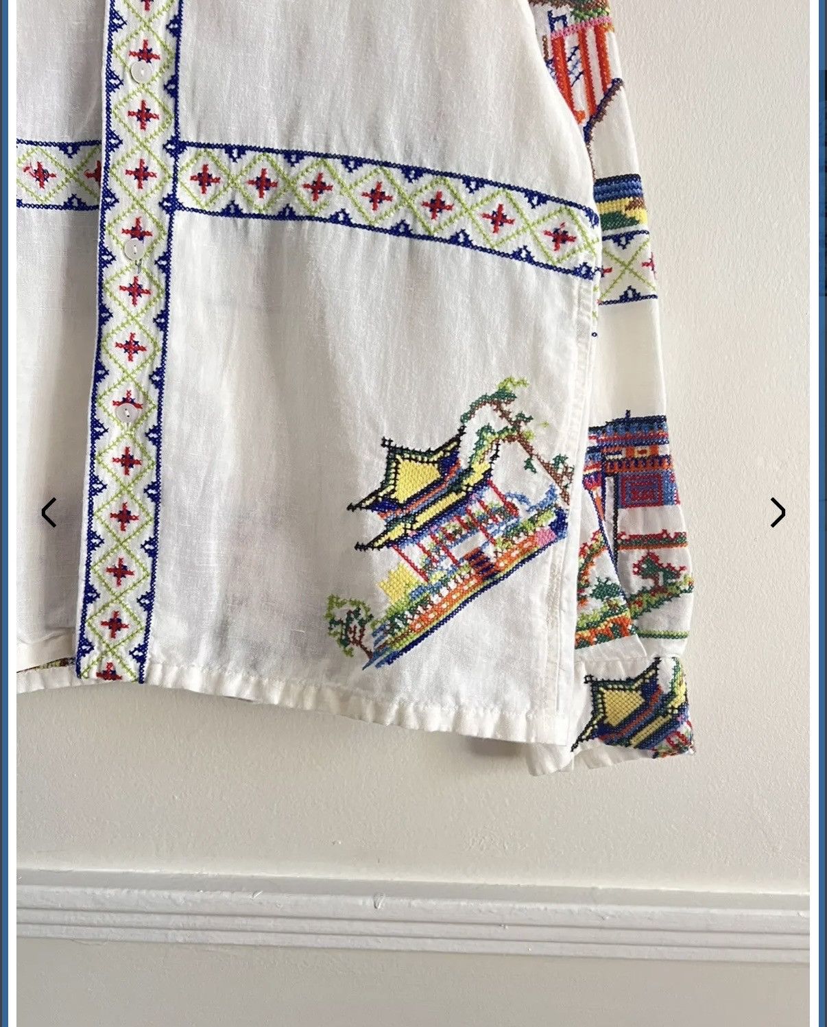 Bode BODE Pagoda Embroidered Linen Button Down Size US M / EU 48-50 / 2 - 4 Thumbnail