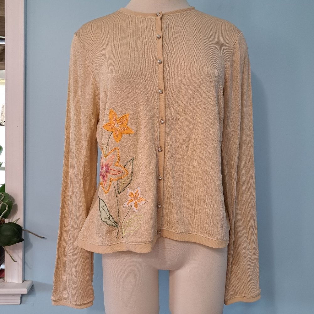 Other Vintage Intuitions Y2K Button Down Floral Stitch Lawn Party Size XL / US 12-14 / IT 48-50 - 8 Thumbnail