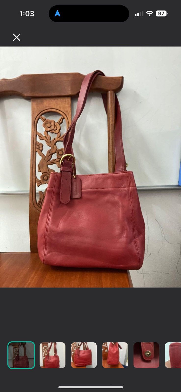 Coach Vintage Coach Waverly Purse Red Leather Size ONE SIZE - 2 Thumbnail