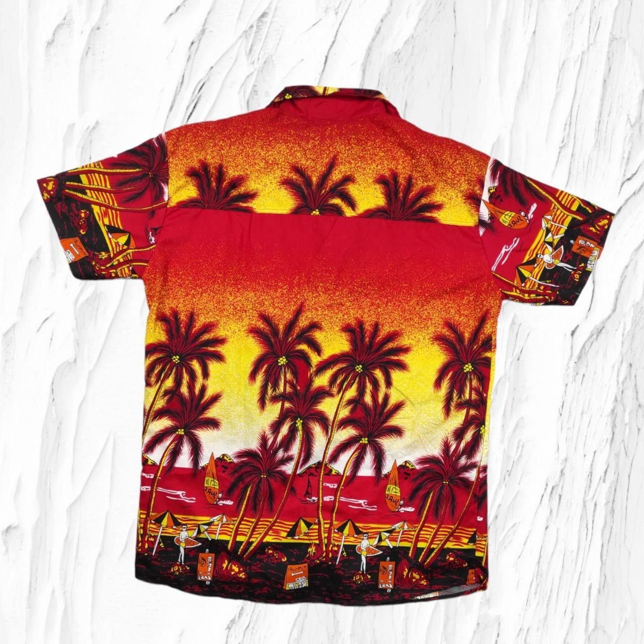Vintage Vintage Hawaiian Summer Button Up Shirt with Palms and Beach Size US XL / EU 56 / 4 - 3 Thumbnail