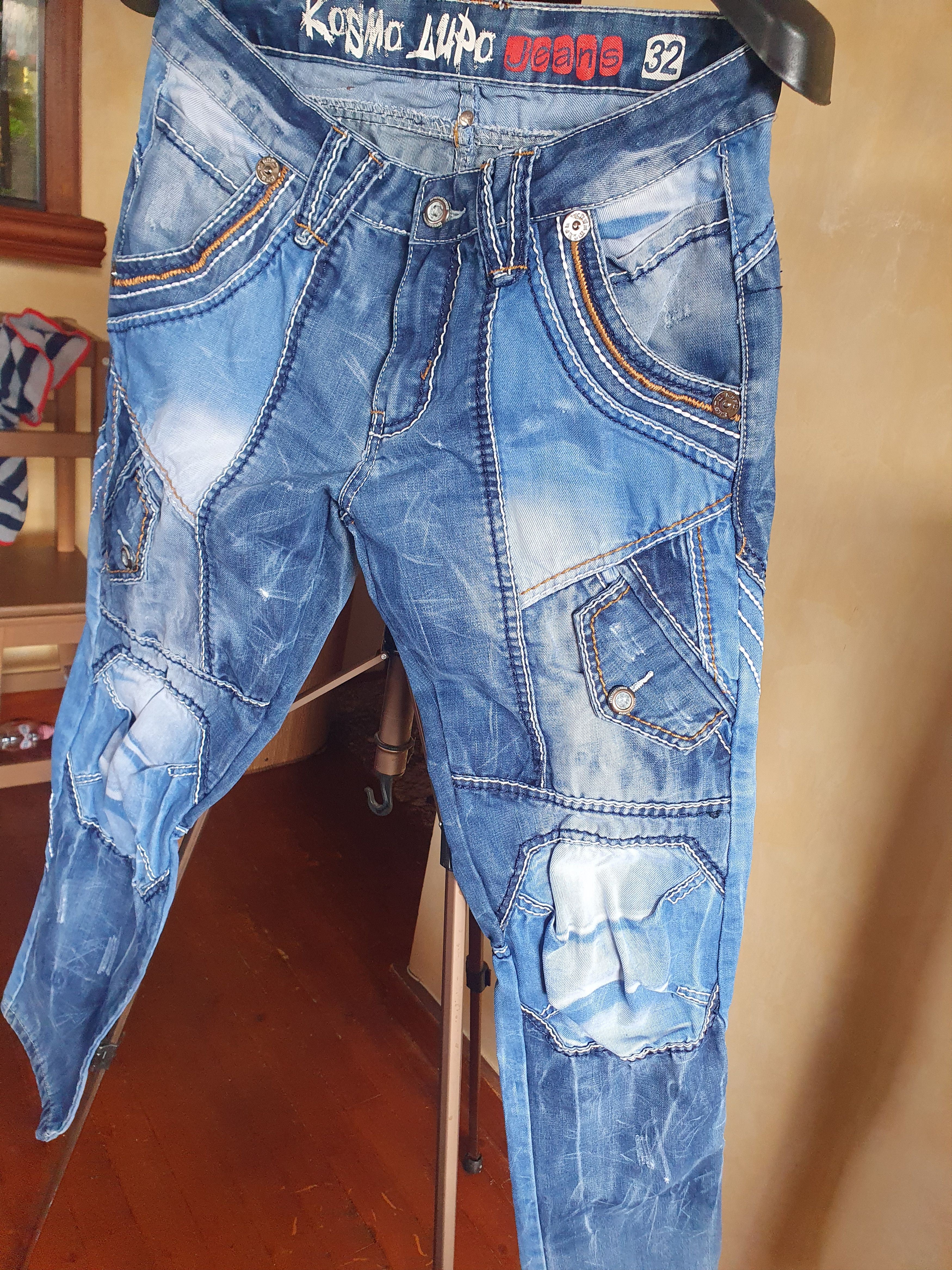 Other Kosmo Lupo Jeans Embroidered Patchwork Тhick Seams Size US 32 / EU 48 - 5 Thumbnail