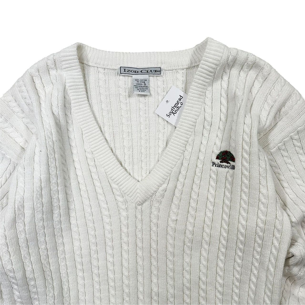 Vintage Vintage 90s Izod Princeville Ribbed V Neck Knit Sweater Size US S / EU 44-46 / 1 - 2 Thumbnail