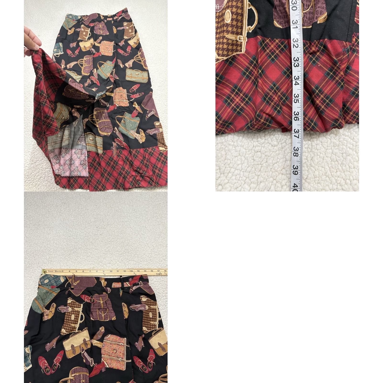 Vintage VINTAGE FL Malik Skirt Set Vest 2pc Size 12 Red Purse Shoes Novelty Print USA Size 34" / US 12 / IT 48 - 10 Thumbnail