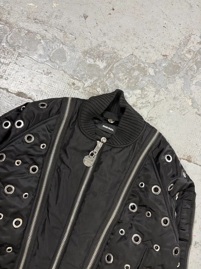 Diesel 2010s Diesel Black Nylon Eyelet Studded Bomber Jacket Size US S / EU 44-46 / 1 - 4 Thumbnail