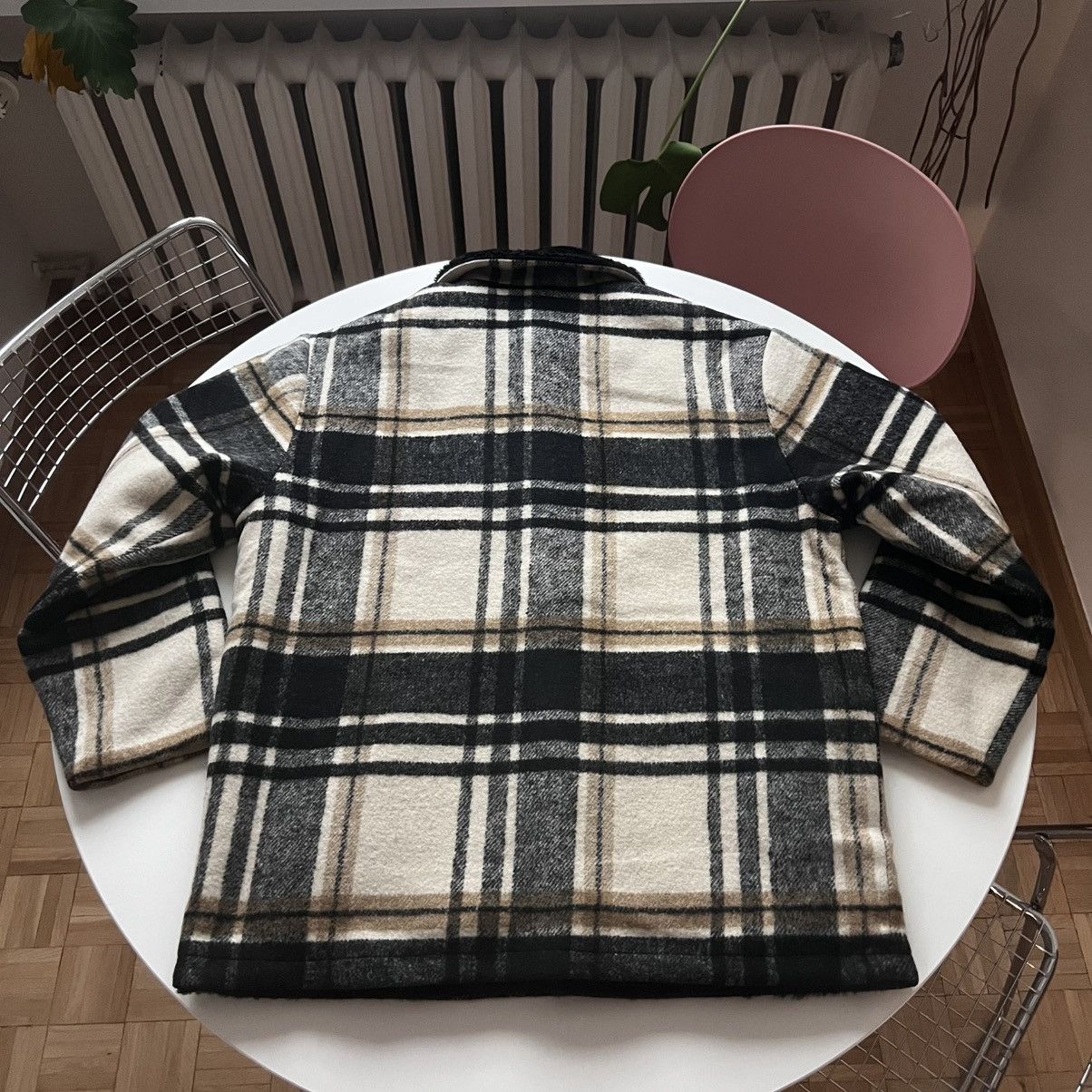 Supreme Plaid Car Coat Cream Beige Black XL