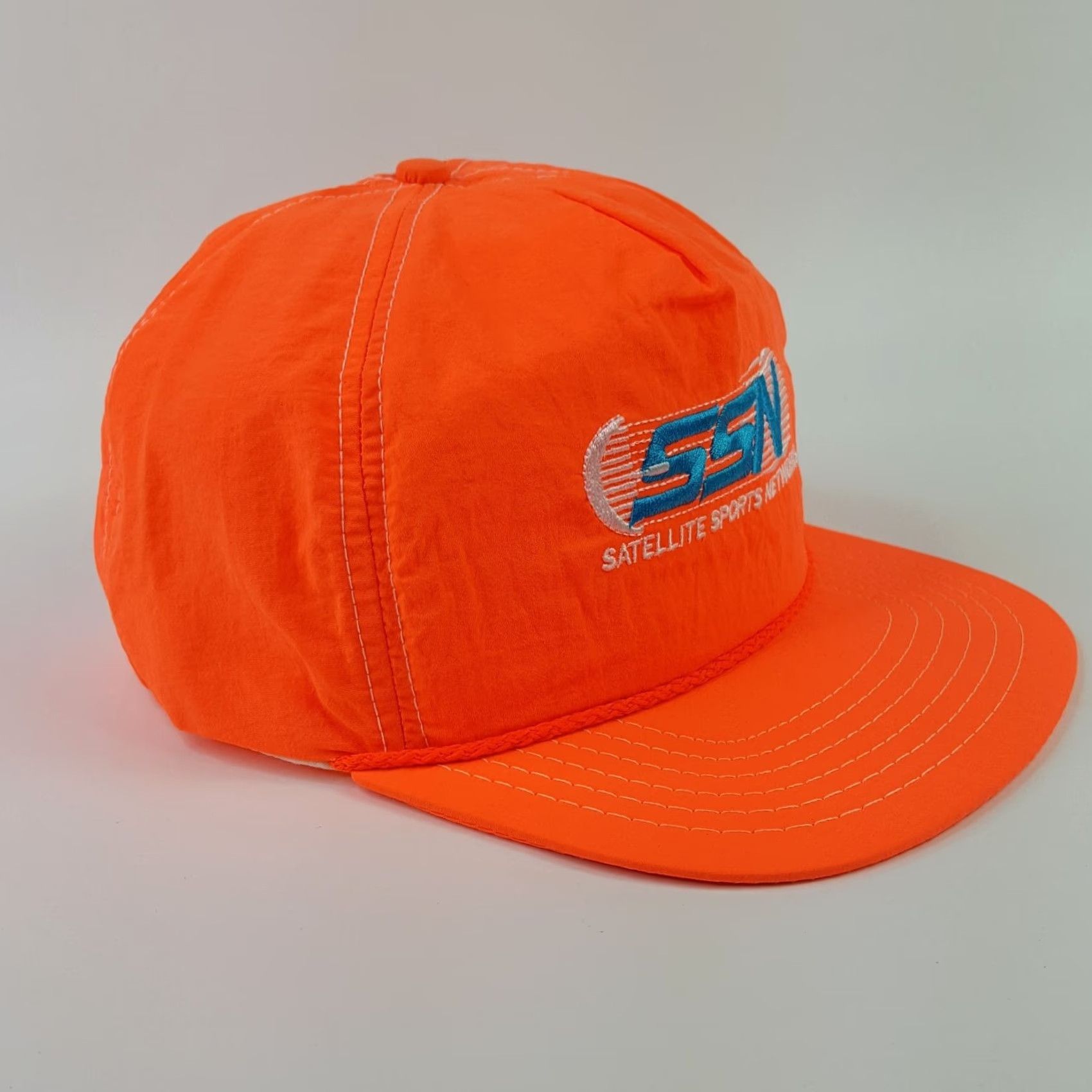 Vintage VINTAGE Flint River Manufacturing Satellite Sports SSN Neon Orange USA TV Movie Trucker Hat Snapback Adjustable Yellow? Size ONE SIZE - 4 Thumbnail