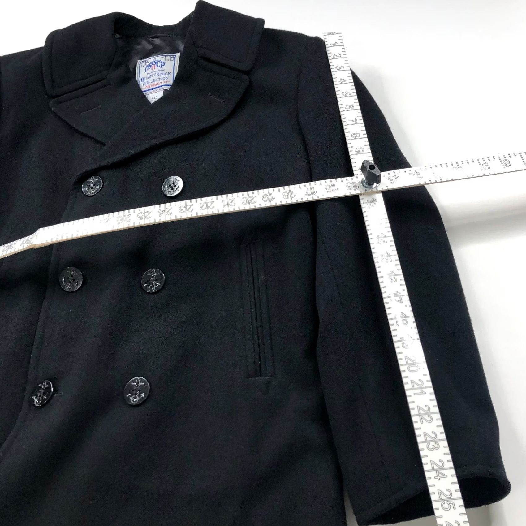 Vintage DSCP Quarterdeck Collection Pea Coat Jacket 44L Wool Black Men Coat Long Wool 100% Military Coat Mens Size US S / EU 44-46 / 1 - 5 Thumbnail