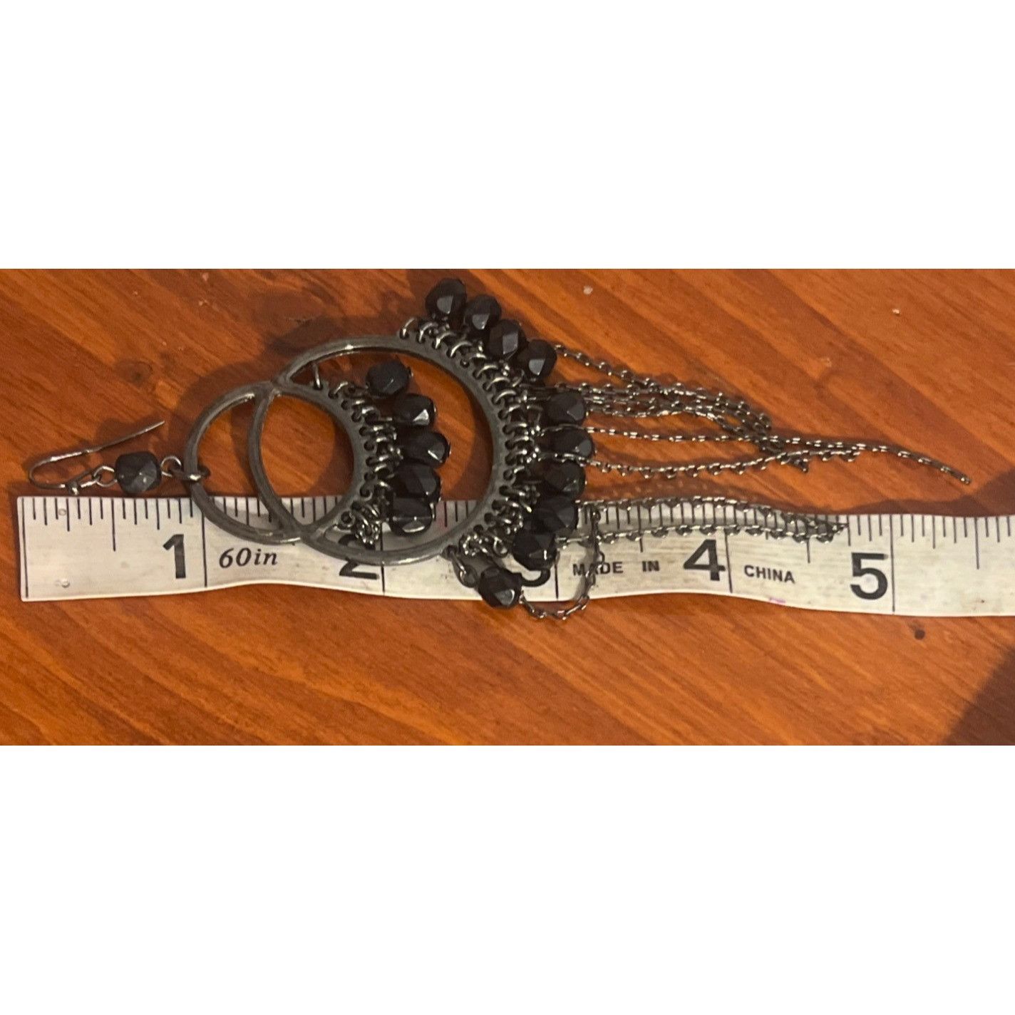 Other Black Gunmetal Chandelier Dangle Earrings Faceted Beads Frin Size ONE SIZE - 5 Thumbnail