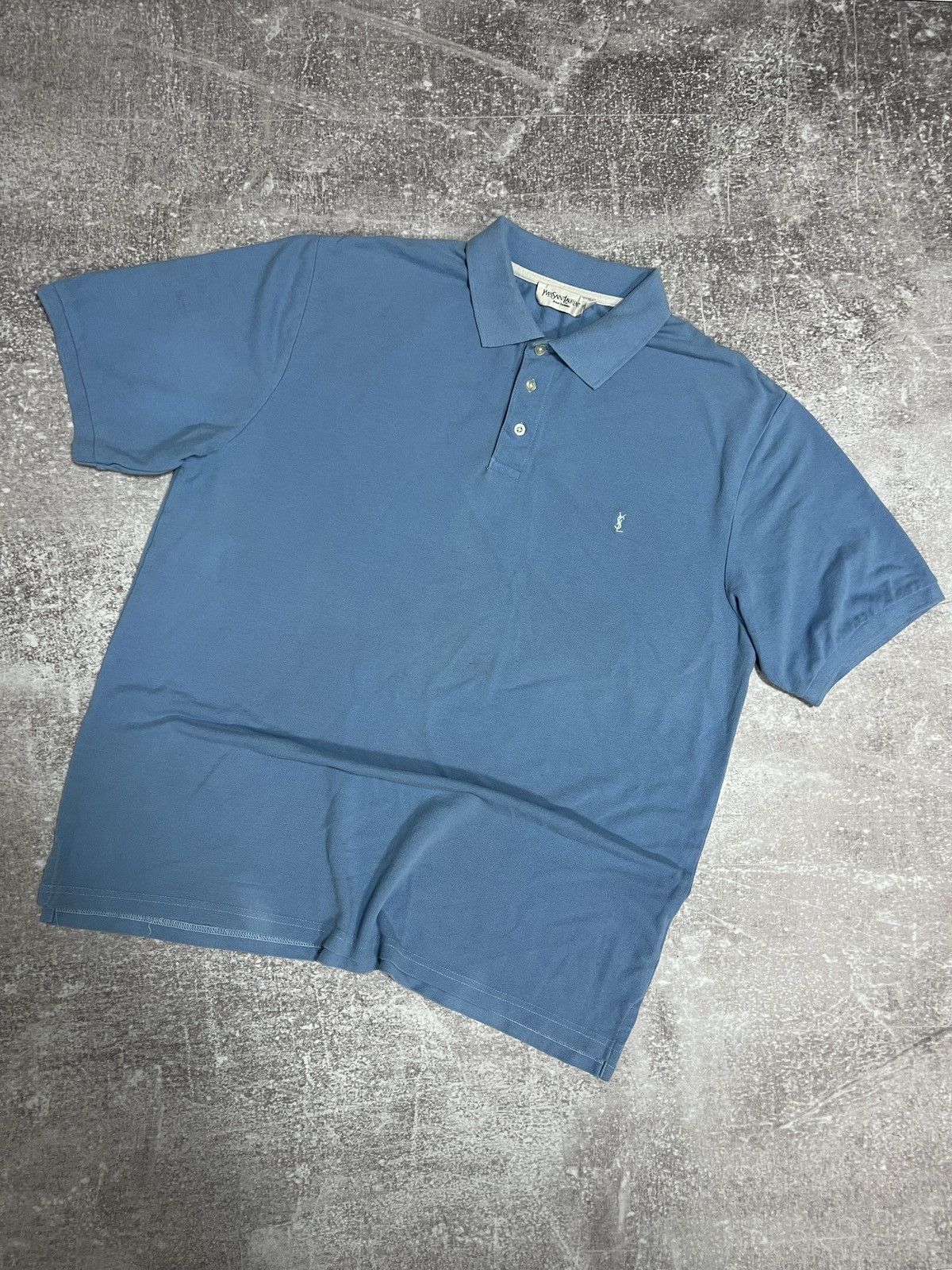 Yves Saint Laurent Vintage Yves Saint Lauren T-Shirt Polo Blue Logo YSL Size US XXL / EU 58 / 5 - 1 Thumbnail