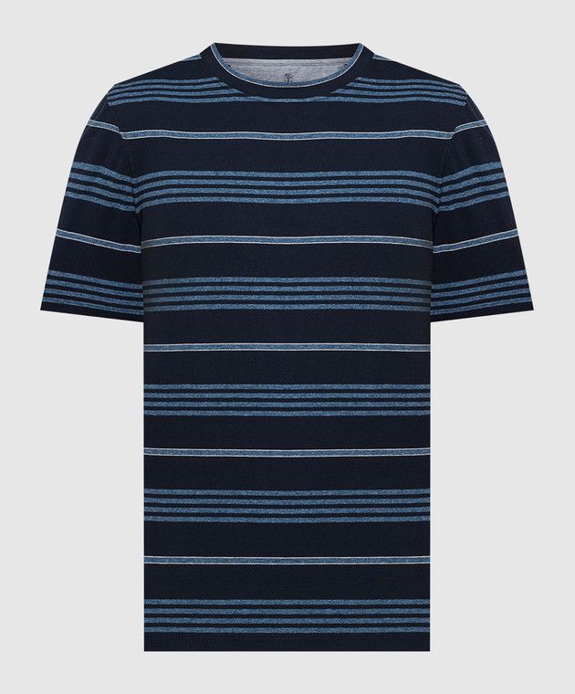 Brunello Cucinelli o1y0526 Crewneck T-Shirt in Midnight Blue Size US M / EU 48-50 / 2 - 1 Thumbnail