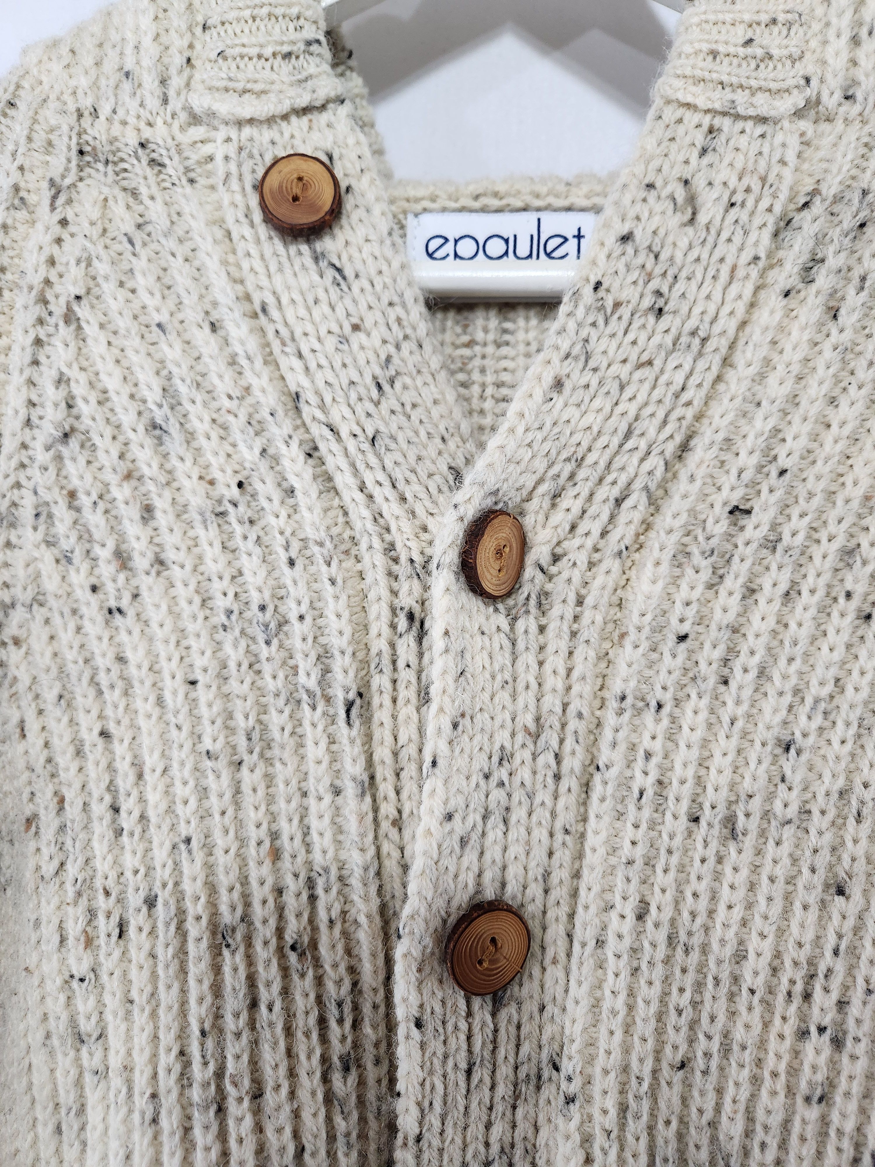 Epaulet Heirloom Ecru Nep Hooded Wool Cardigan Size US S / EU 44-46 / 1 - 3 Thumbnail