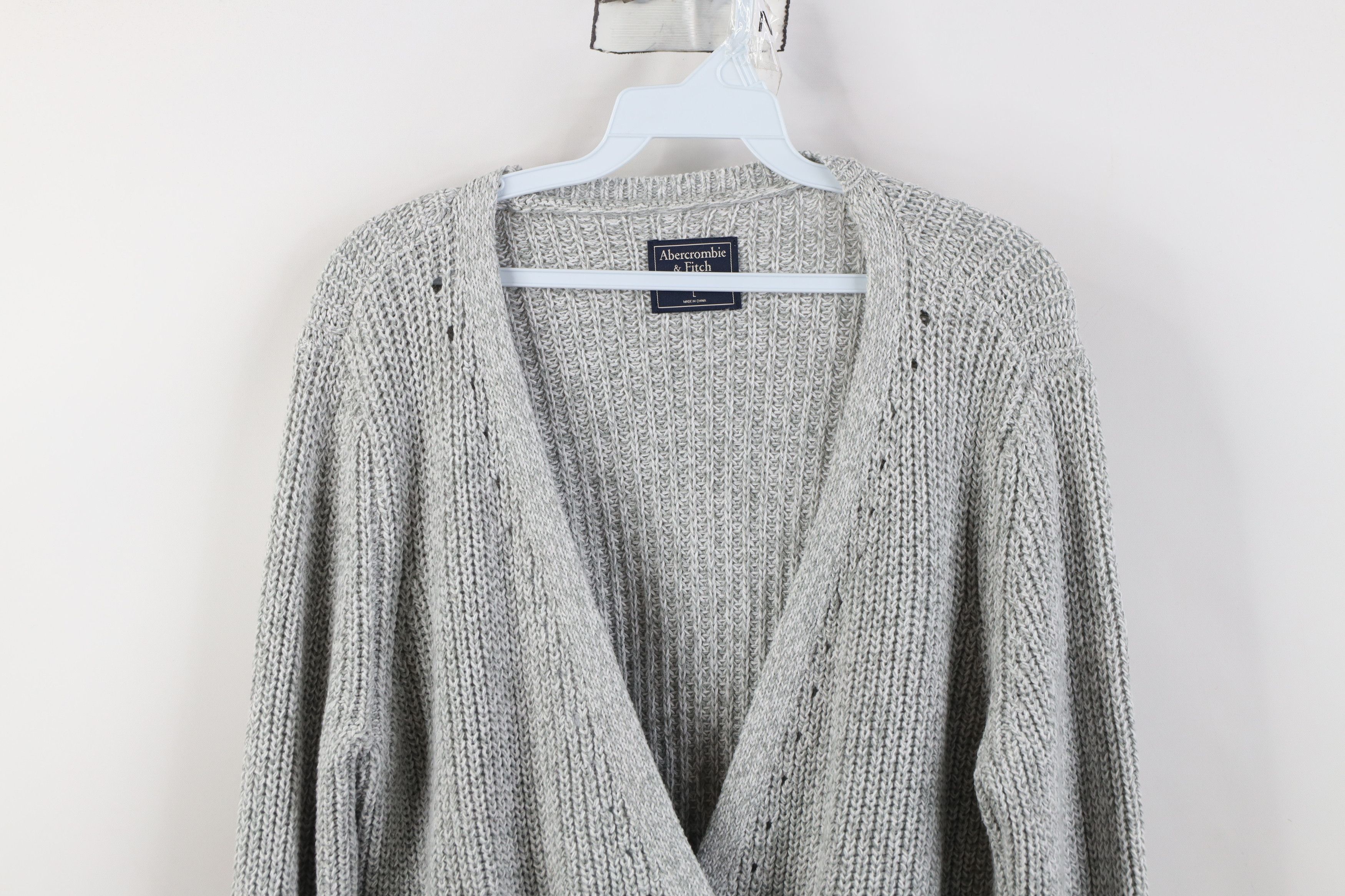 Abercrombie & Fitch Vintage 90s Y2K Abercrombie & Fitch Ribbed Knit Sweater Gray Size L / US 10 / IT 46 - 2 Thumbnail