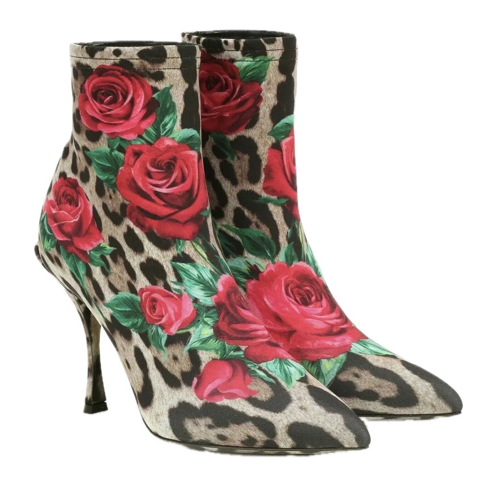 Dolce & Gabbana Dolce & Gabbana Leopard Rose Print Stretch boot Tan Red 35.5 Size US 5.5 / IT 35.5 - 2 Thumbnail