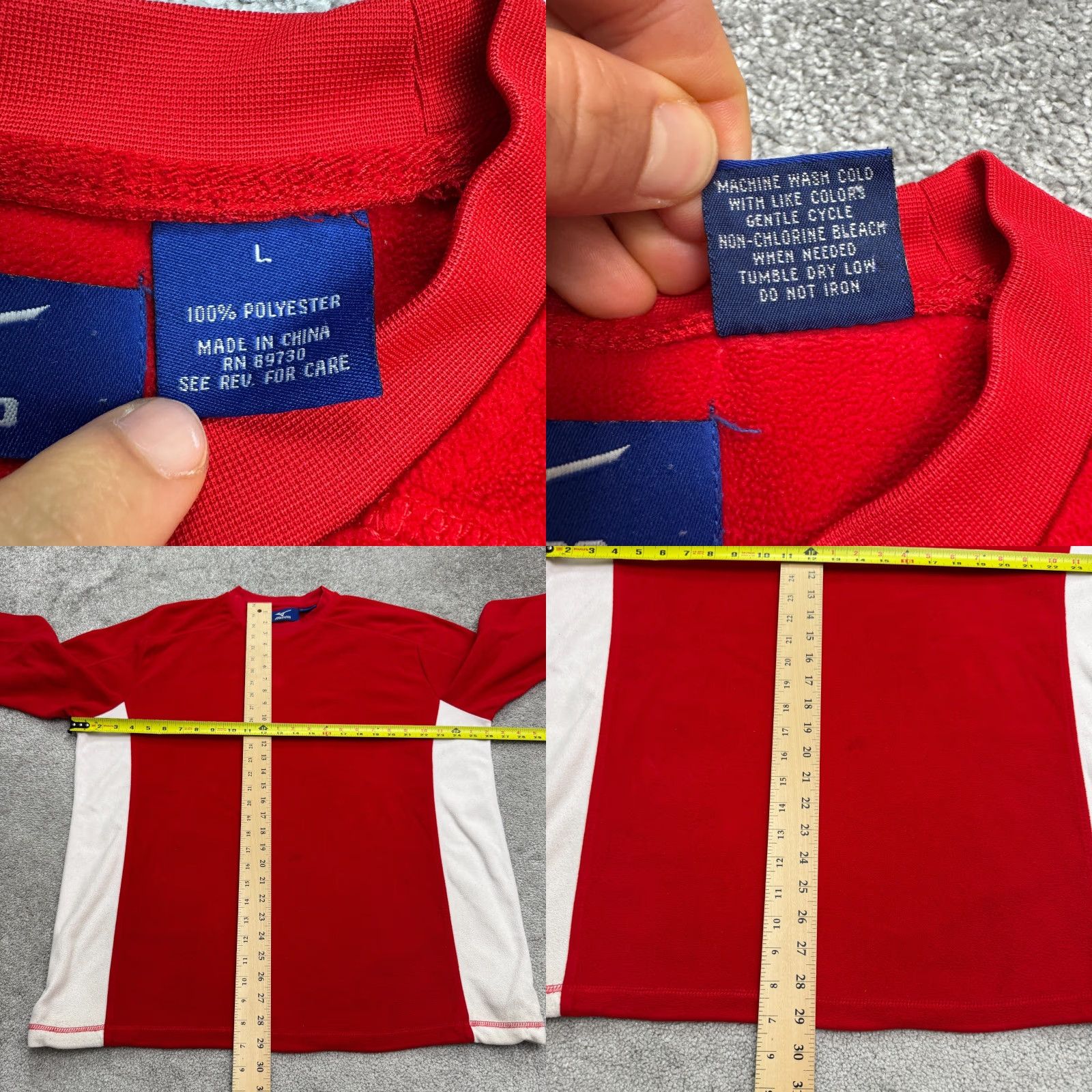 Mizuno Mizuno Vintage Y2K Pullover Sweatshirt Mens Large Red White Fleece Crew Outdoor Shirt Size US L / EU 52-54 / 3 - 9 Thumbnail