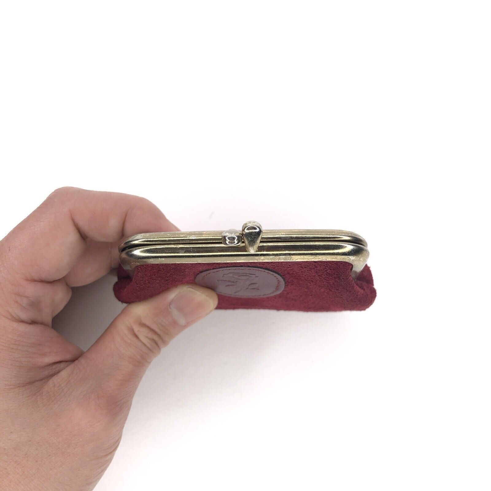 Other VTG Victorian Lady Burgundy Suede Coin Purse Clip Rose Size ONE SIZE - 10 Thumbnail