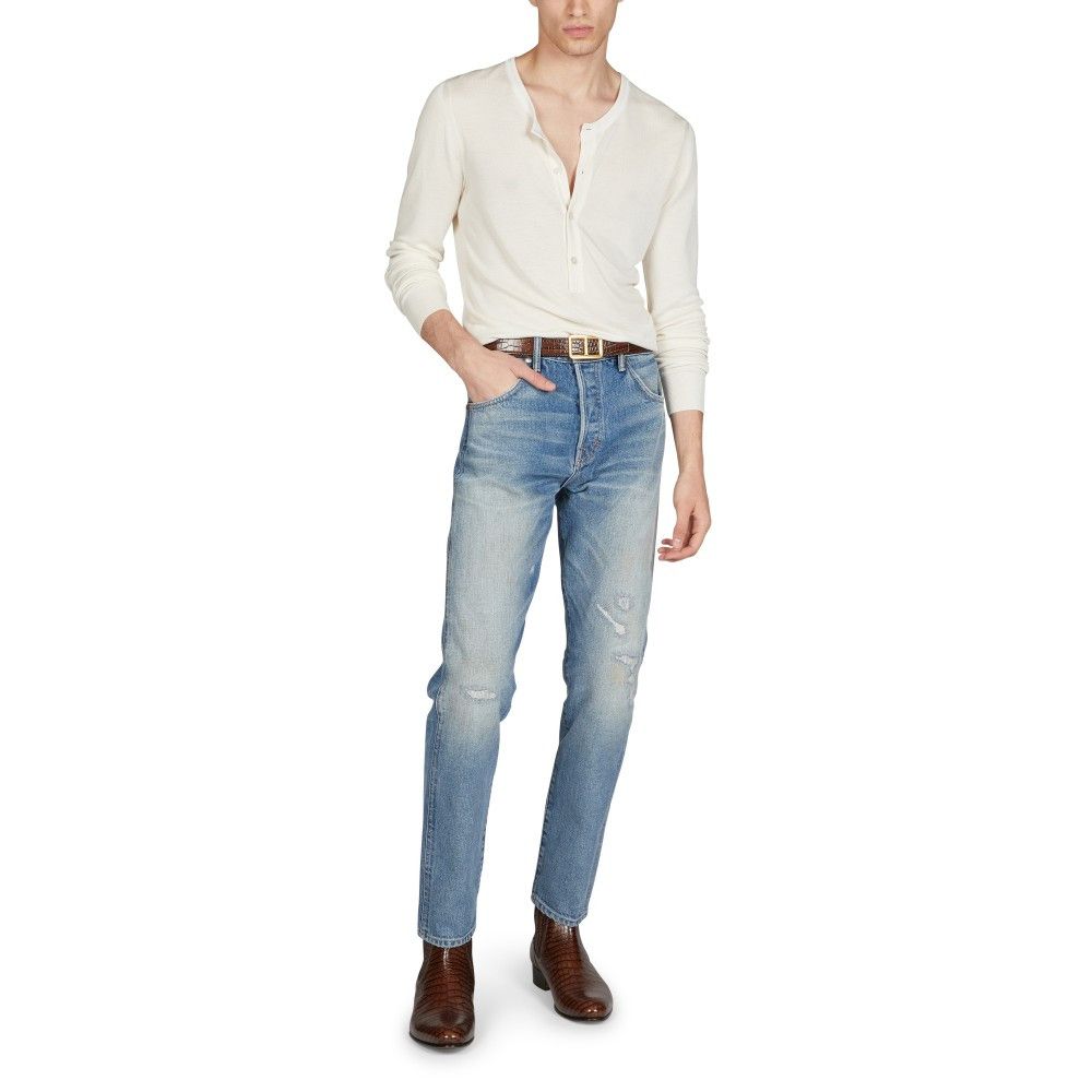 Tom Ford o1loc1c0924 DPT002 Tapered Denim Pant in Blue Size US 34 / EU 50 - 2 Thumbnail