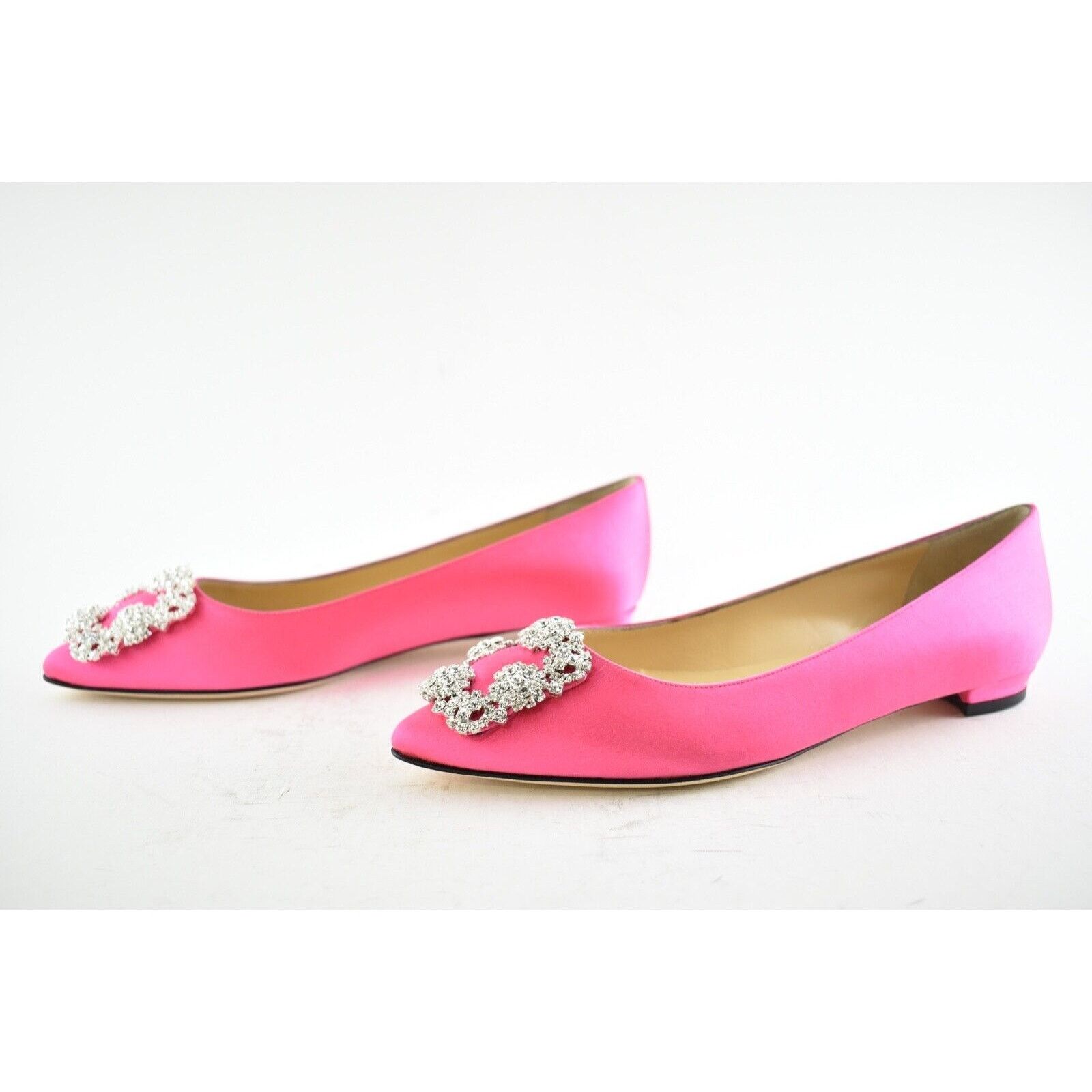 Manolo Blahnik Hangisi Satin Silver Jewel Buckle Ballerina Ballet Flat 36 Size US 6 / IT 36 - 8 Thumbnail