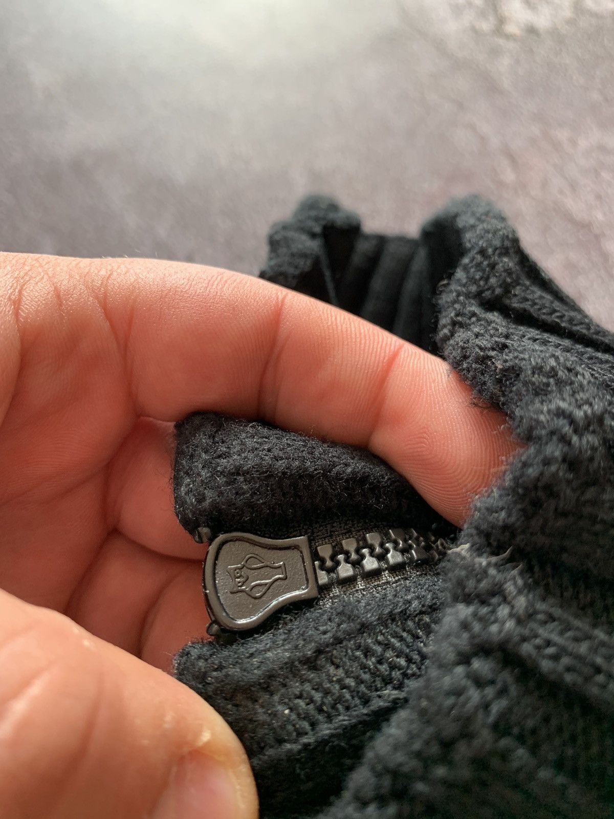 Leather × Vintage Vintage Avant Garde Wool Leather Zip Up Lampo Knit Sweater Size US L / EU 52-54 / 3 - 5 Thumbnail
