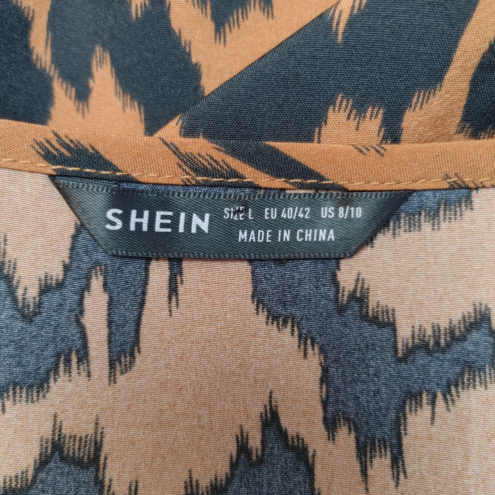 Shein Shein | Women's Brown Leopard Print Short Wide Sleeve Top 8/ Size L / US 10 / IT 46 - 3 Thumbnail