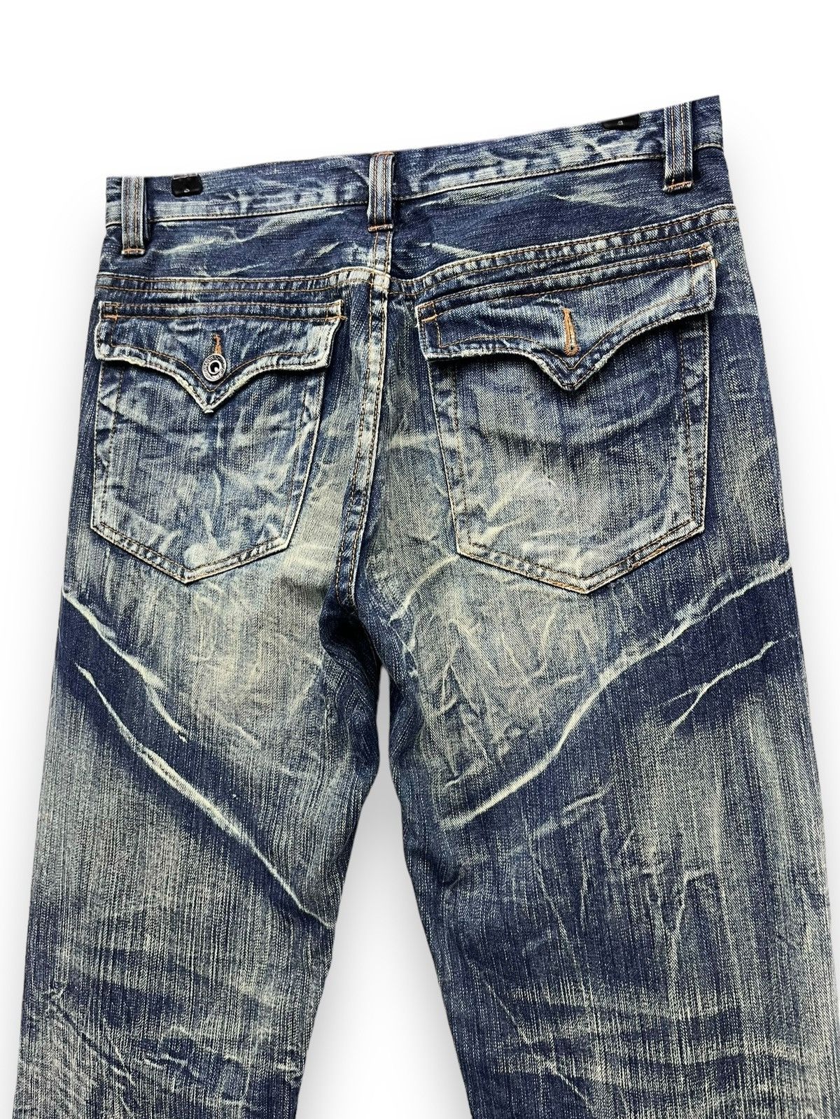 If Six Was Nine NYLAUS Punk Xantho Mud Wash Lightning Whiskered Flare Denim Size US 31 - 8 Thumbnail