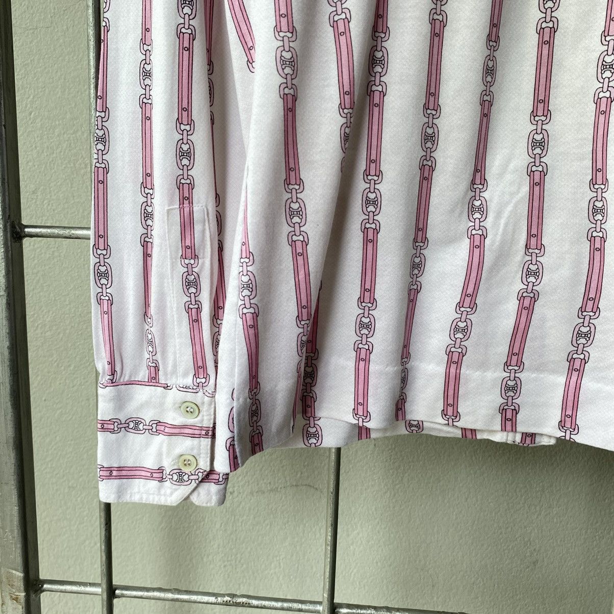 Celine Vintage Celine Pink Chain Print Shirt Size S / US 4 / IT 40 - 8 Thumbnail