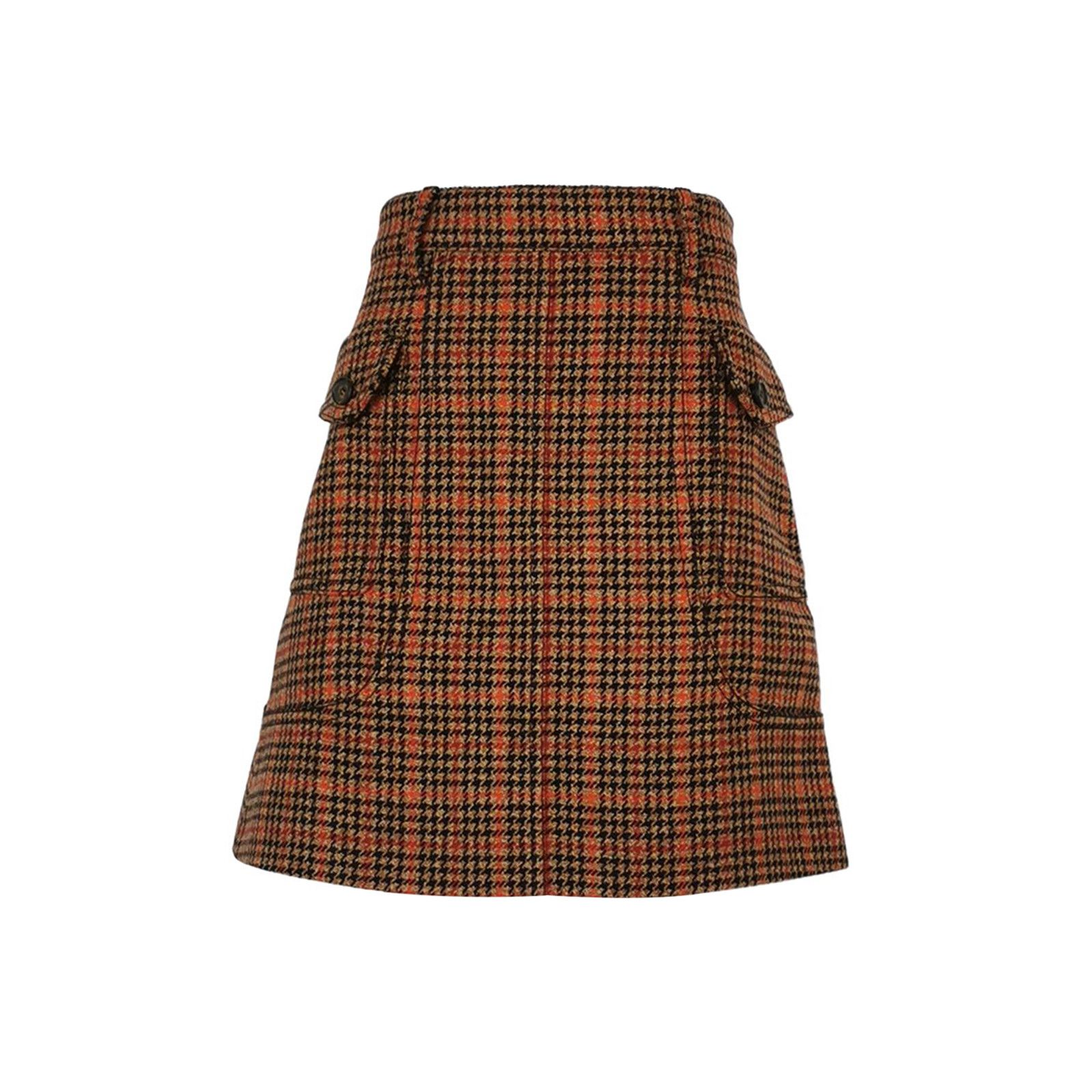 Prada Prada Color Block Wool Blend Check Skirt 0089 Size 42" / US 20 - 1 Thumbnail