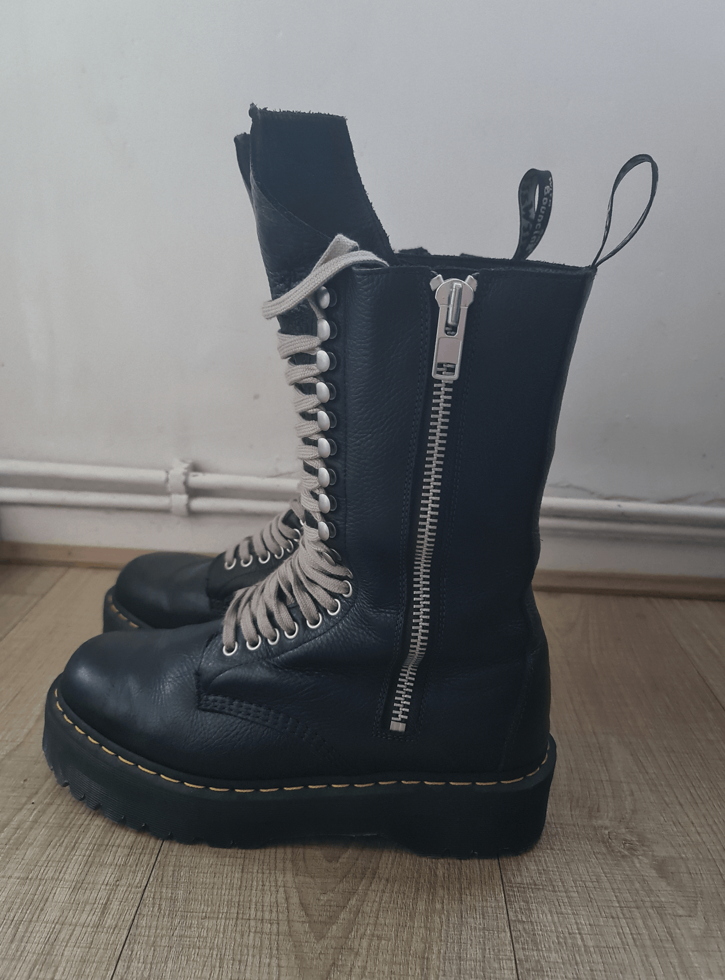image of Rick Owens Doc Marten Boots in Black, Men's (Size 12)