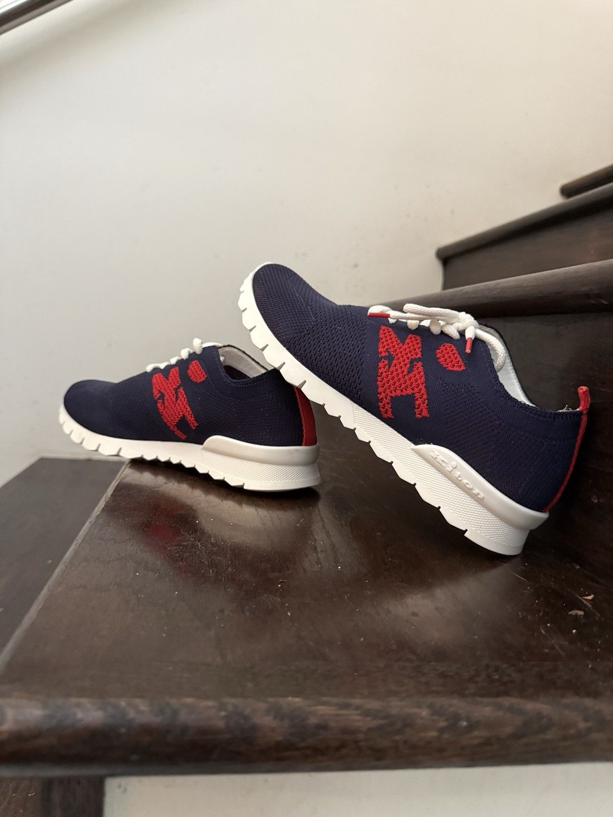 Kiton Knit Sneakers With Logo Blue Red Size 7 EU Size 8 US Size US 8 / EU 41 - 5 Thumbnail
