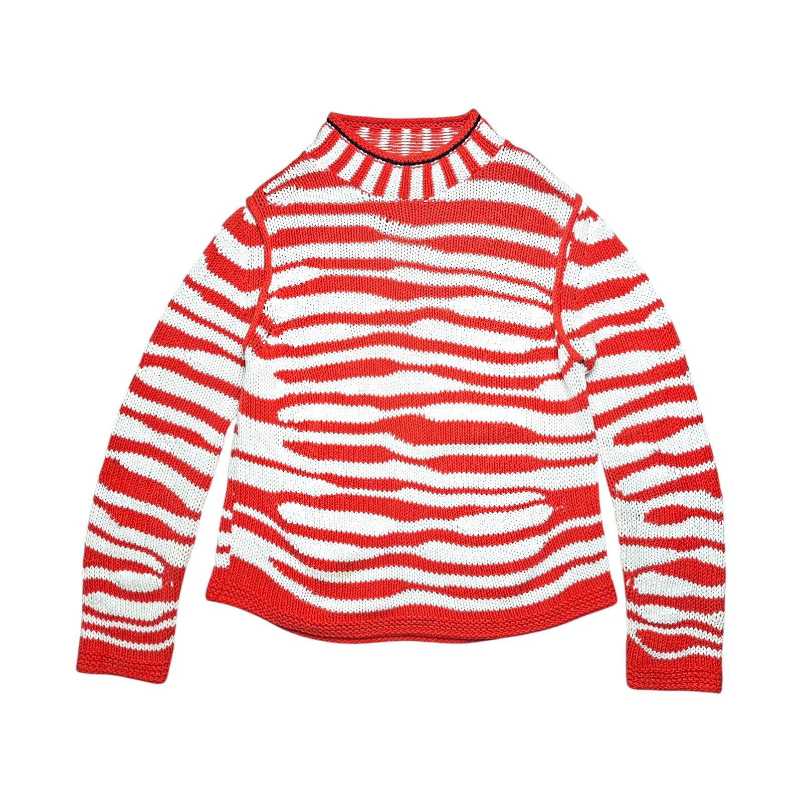 JET SET JET SET Chunky Knit Stripe Sweater Orange White Mock Neck Size S / US 4 / IT 40 - 1 Thumbnail