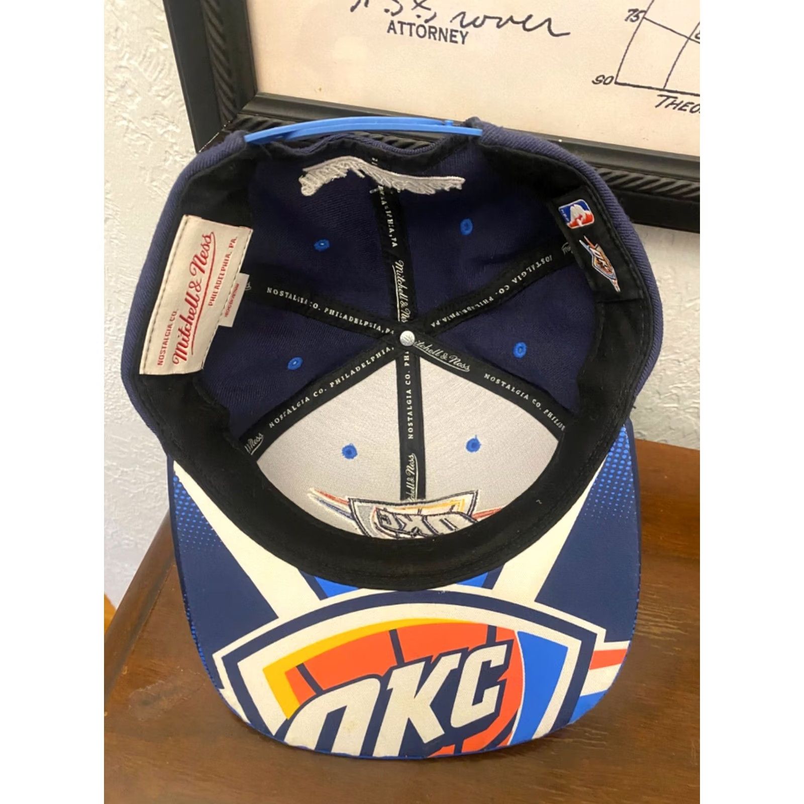 Mitchell & Ness OKC Thunder Mitchell & Ness Logo under Bill Snapback Hat Men Adjustable Blue Cap Size ONE SIZE - 5 Thumbnail