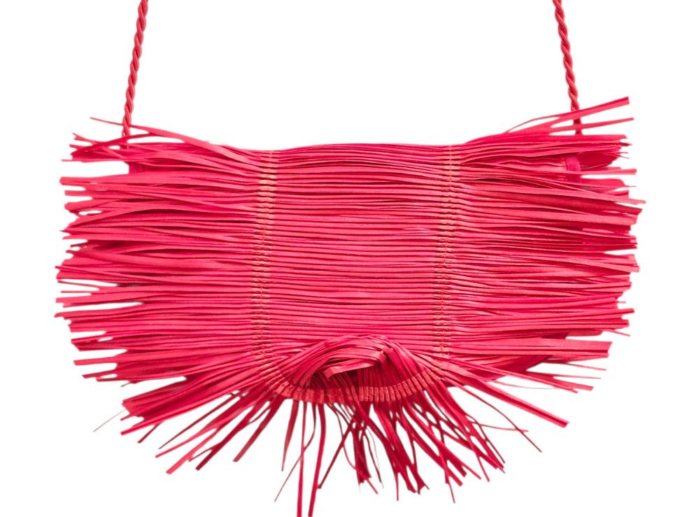 Other Alexandra Tsoukala Red Pleated Satin Fringe Clutch Bag Size ONE SIZE - 4 Thumbnail