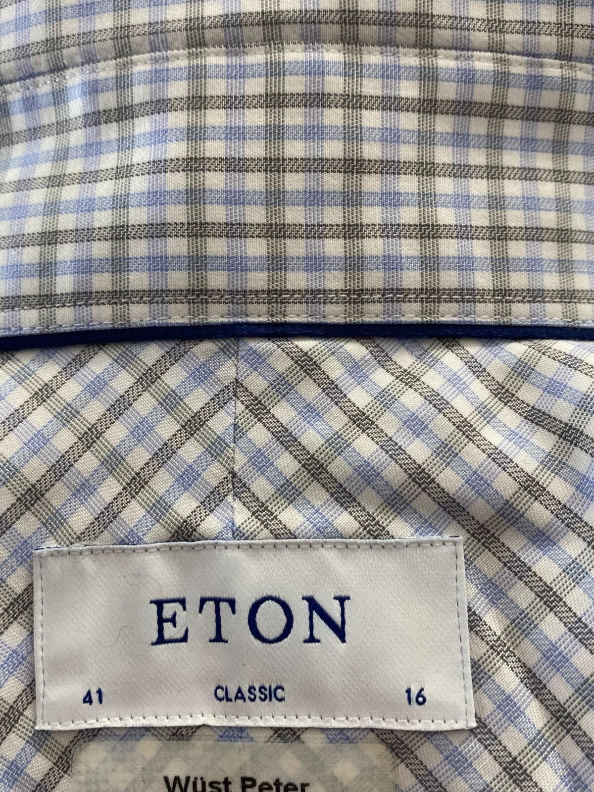 Eton ETON Classic Fit Blue Check Shirt Size 41 / 16 Size US M / EU 48-50 / 2 - 12 Thumbnail