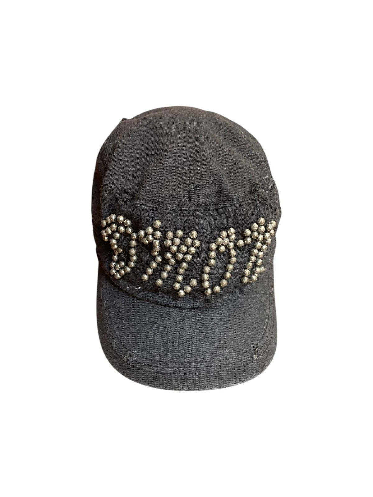 14th Addiction Demon Sun Faded Black Studded Gothic Cadet Hat Punk Size ONE SIZE - 2 Thumbnail