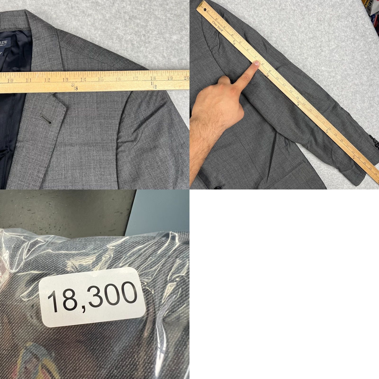 J.Crew J.CREW Blazer Sport Coat Jacket Ludlow Tollegno 1900 Wool Mens 40L Grey Suit Travel 1 Piece Two-Button Double-Vented Size 40R - 8 Thumbnail