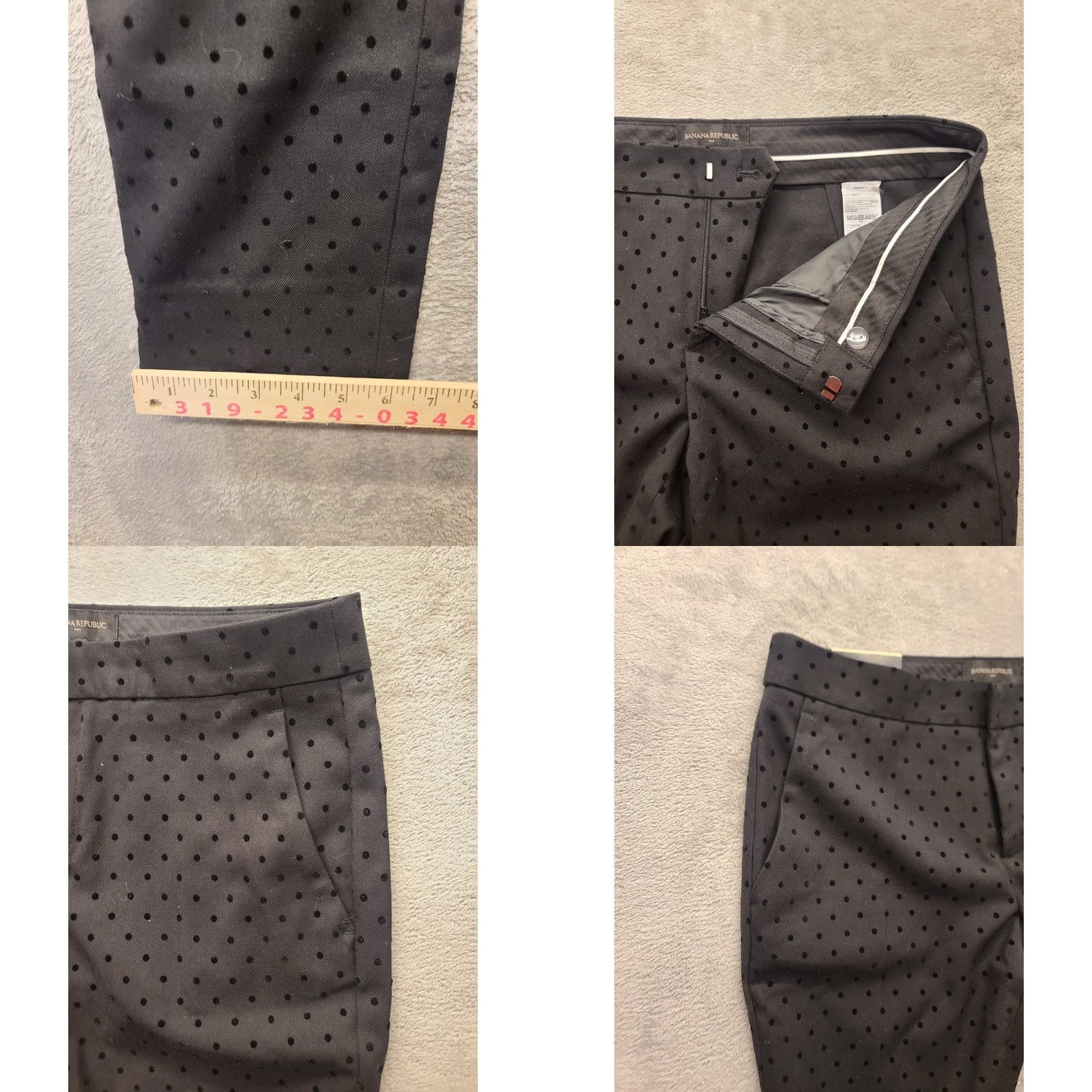 Banana Republic VINTAGE Banana Republic Pants Womens 4 Slim Tapered Mid Rise Dress Casual Black Dots Size 27" / US 4 / IT 40 - 8 Thumbnail