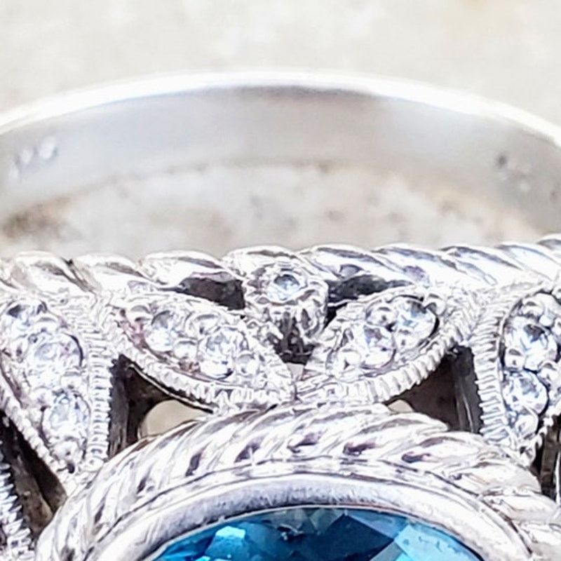 Judith Ripka Judith Ripka Diamonique Blue Topaz Ring 925 Sterling Silver Size ONE SIZE - 6 Thumbnail