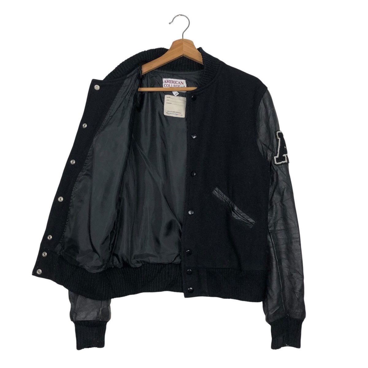 Japanese Brand 📌Iconic Black Vtg Varsity Leather Jacket American College Size US XS / EU 42 / 0 - 12 Thumbnail