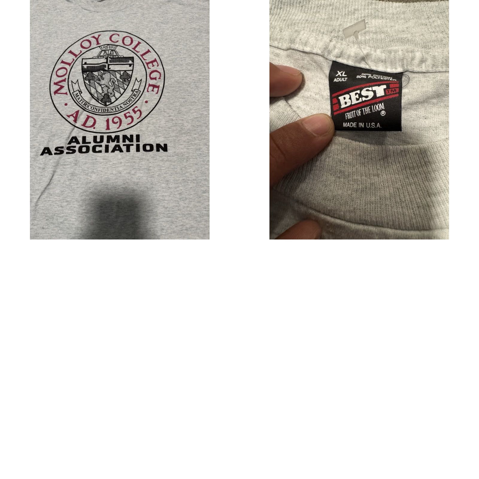 Vintage VINTAGE Molloy College Alumni Association T-Shirt XL Gray Single Stitch Made in USA Size US XL / EU 56 / 4 - 9 Thumbnail
