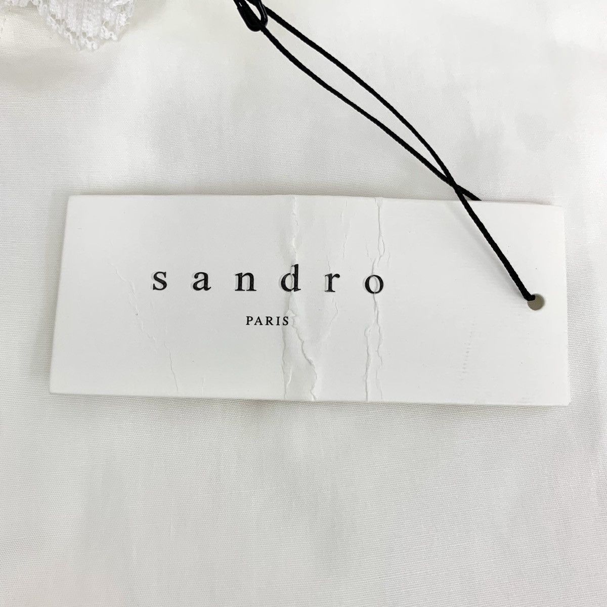 Sandro Sandro White Lace Trim Cotton Long Sleeve T-Shirt K26WX Size M / US 6-8 / IT 42-44 - 7 Thumbnail