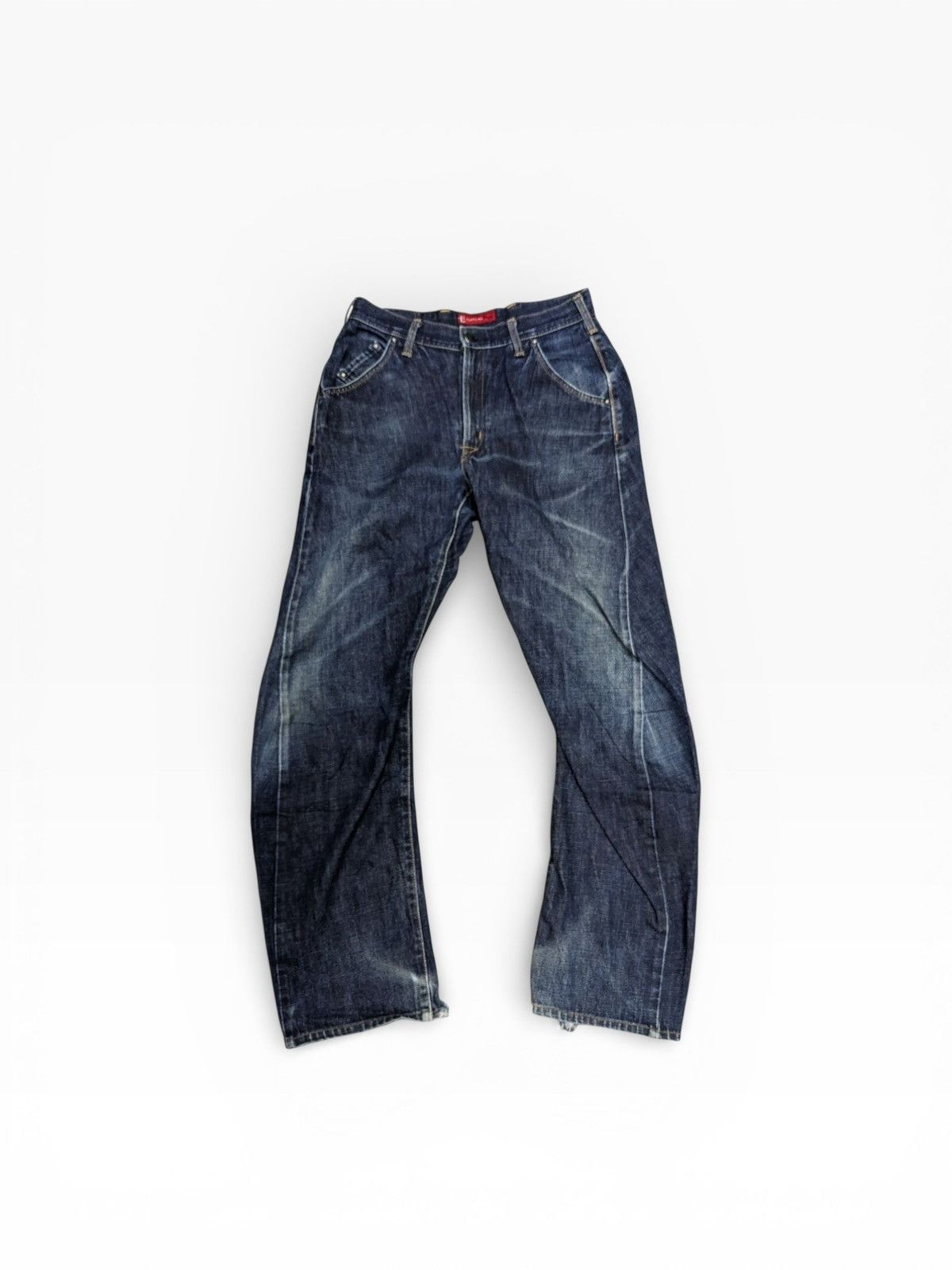 Edwin EDWIN BLUE DENIM INDIGO CURVED FADED DISTRESSED JEANS Size US 31 - 1 Thumbnail