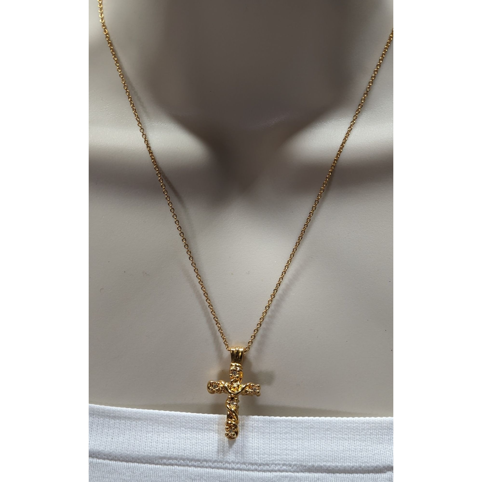Other Vintage Premier Designs Cross Necklace Gold Tone With Clear Size ONE SIZE - 6 Thumbnail