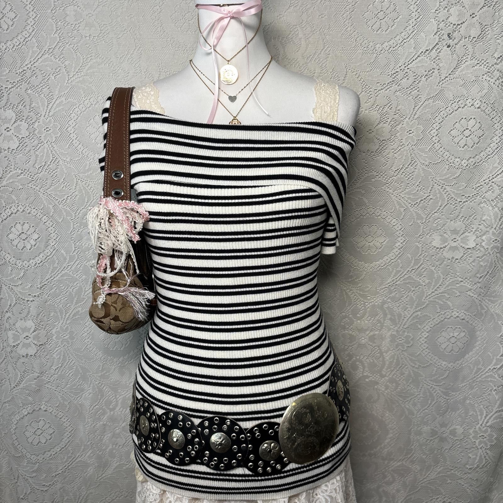 Other y2k striped off the shoulder sweater top Size XS / US 0-2 / IT 36-38 - 5 Thumbnail