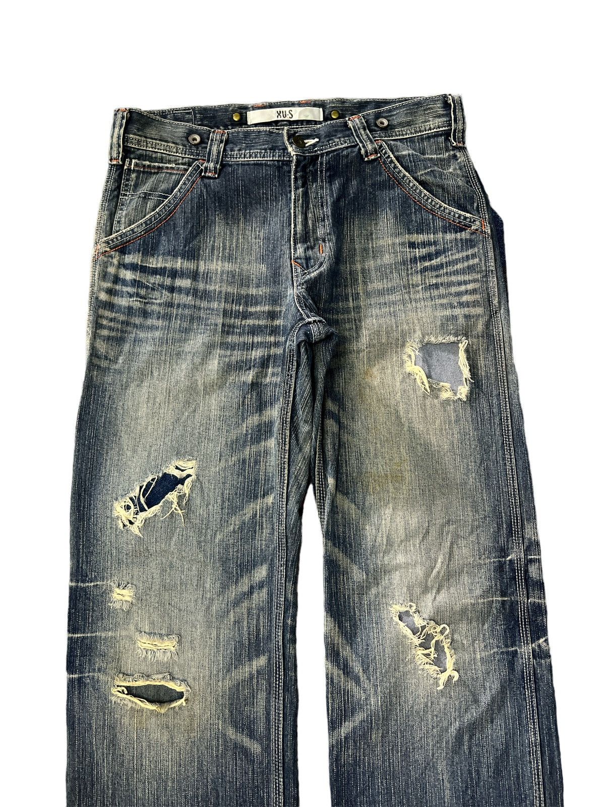 Edwin × Japanese Brand THRASHED EDWIN XV-S DISTRESSED DENIM PANT Size US 30 / EU 46 - 3 Thumbnail