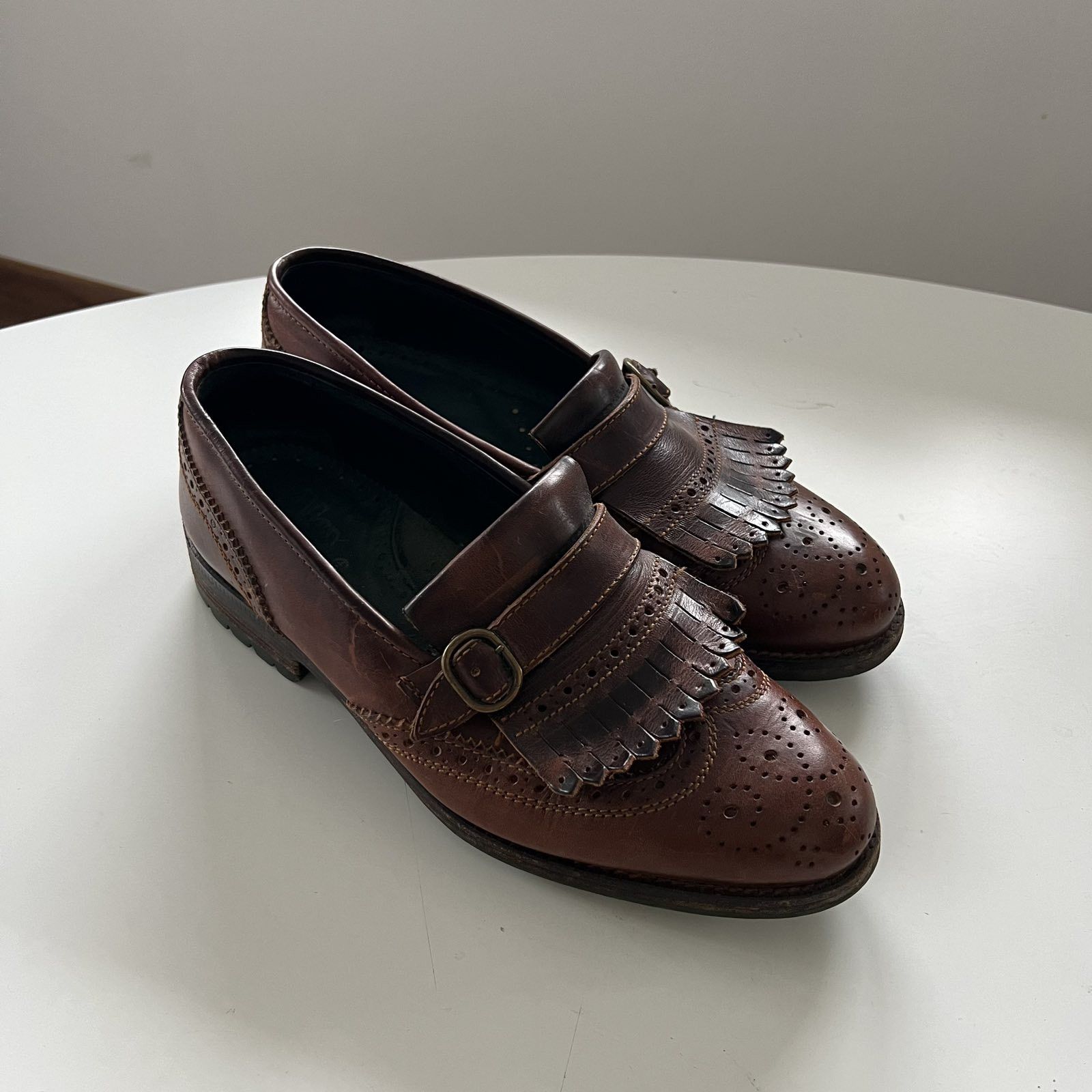 90s prada archive square toe loafer 靴 Archive Prada leather shoes