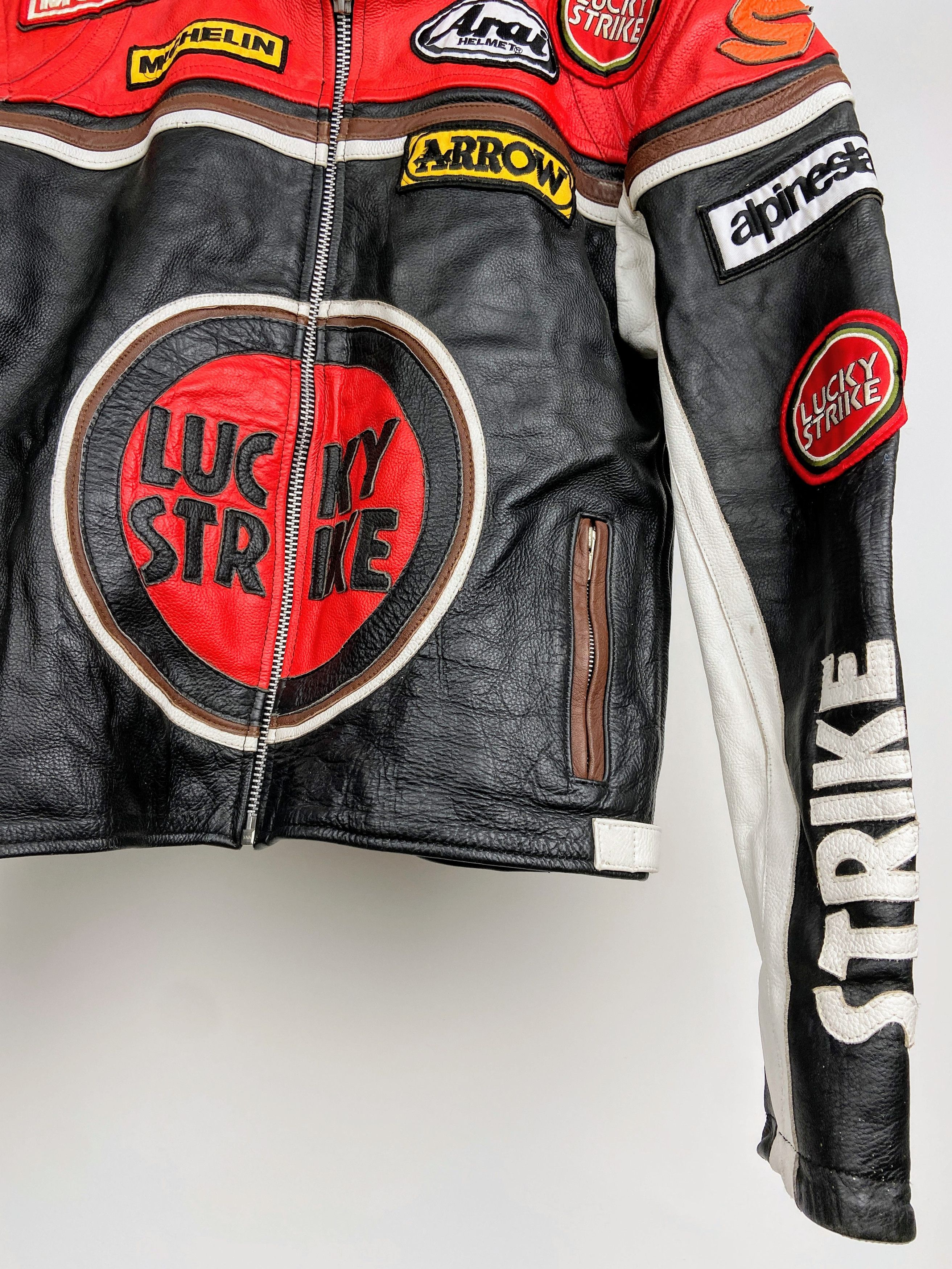 Vintage Lucky strike Rare Vintage 90s Leather Jacket Outerwear Size US S / EU 44-46 / 1 - 5 Thumbnail