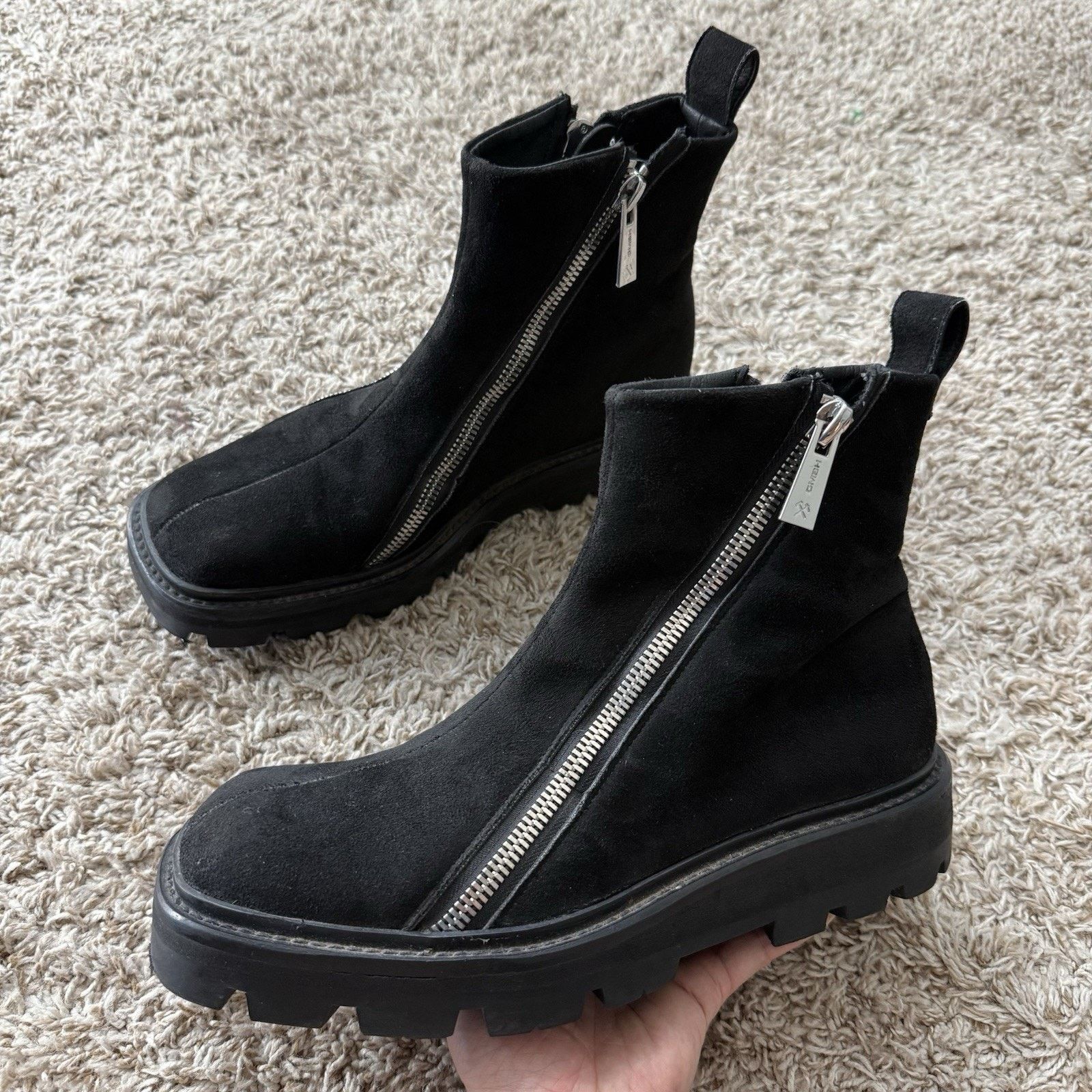 GmbH GmbH Selim Biker Boots Black Suede Double Zip Square Size 43 Size US 9.5 / EU 42-43 - 1 Thumbnail
