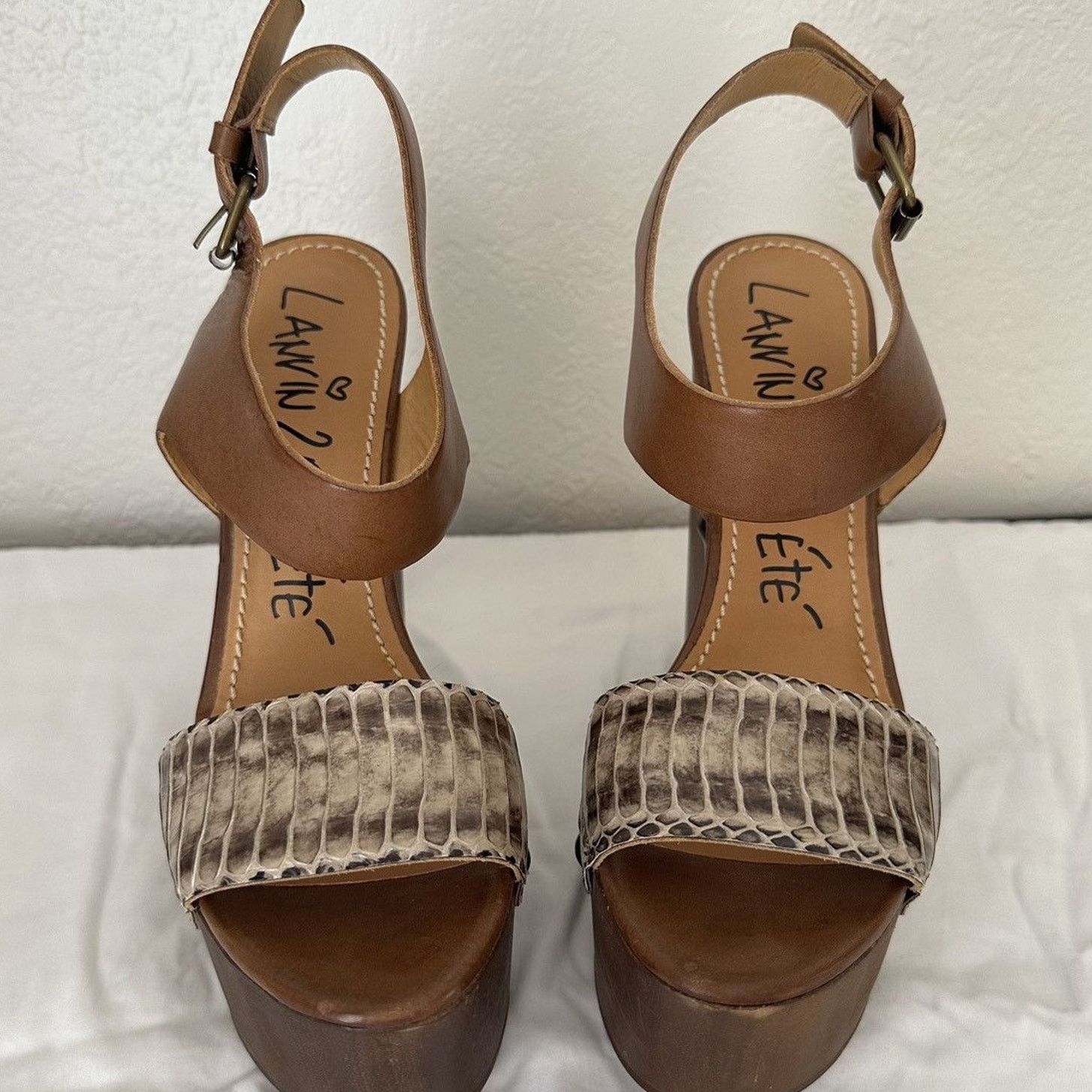 Lanvin seen on Jessica Simpson Watersnake Wooden Wedge Sandal EU 39 Size US 8 / IT 38 - 6 Thumbnail