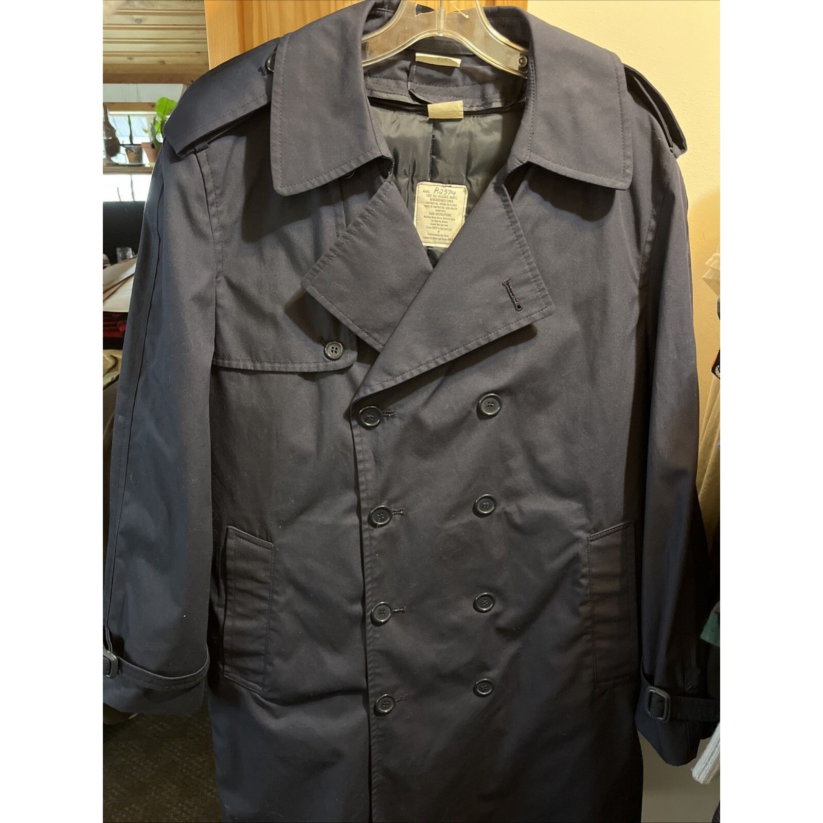 Other US Military Vintage Men’s 42R Navy 8 Button LS Trenchcoat Size US XXL / EU 58 / 5 - 12 Thumbnail