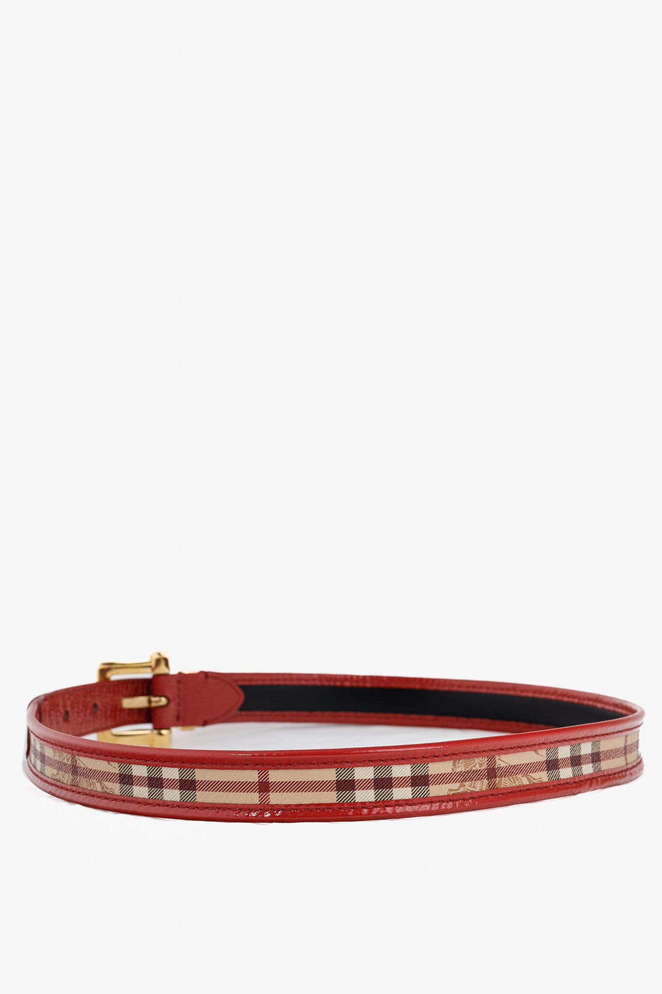 Burberry Burberry Check Coated Canvas & Pink Leather-Trim Belt Size ONE SIZE - 2 Thumbnail